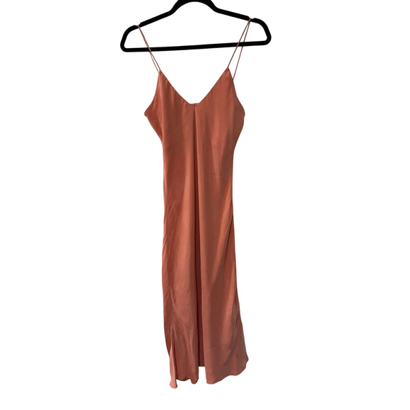 NEW! Anine Bing XS Silky Bay Slip Dress Midi Sexy 90's Style Rose Pink VNeck 0 2 - Picture 4 of 16